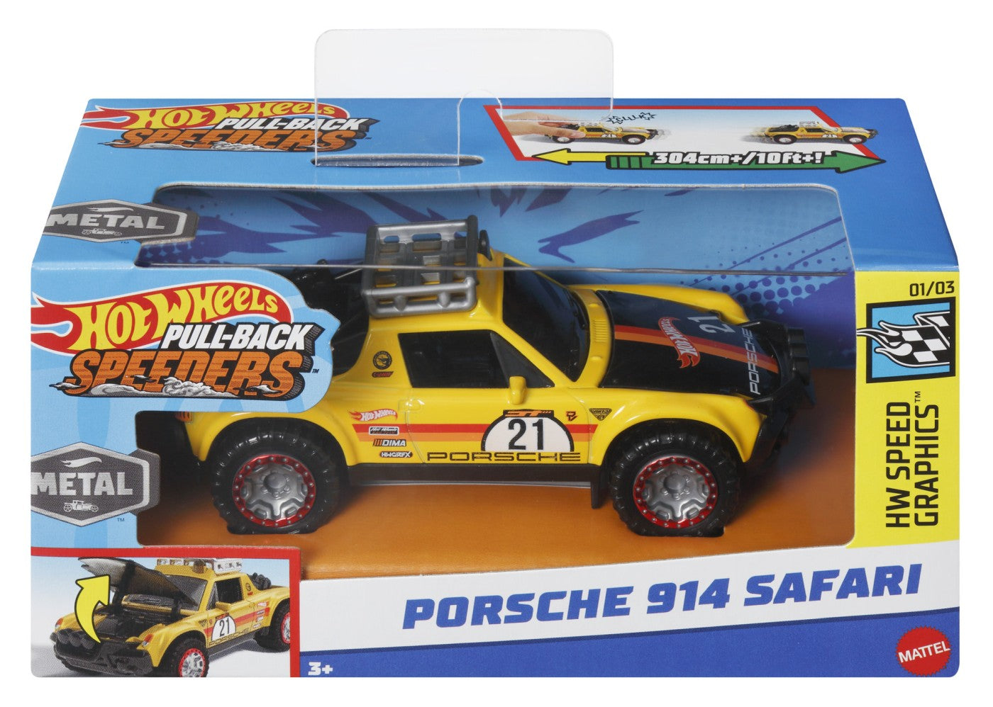 Hot Wheels Masinuta Pull-back Speeder,1:43 - Porsche 914 Safari