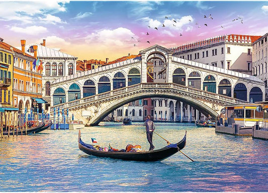 Puzzle 500 piese - Podul Rialto si gondola, Venetia