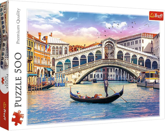 Puzzle 500 piese - Podul Rialto si gondola, Venetia