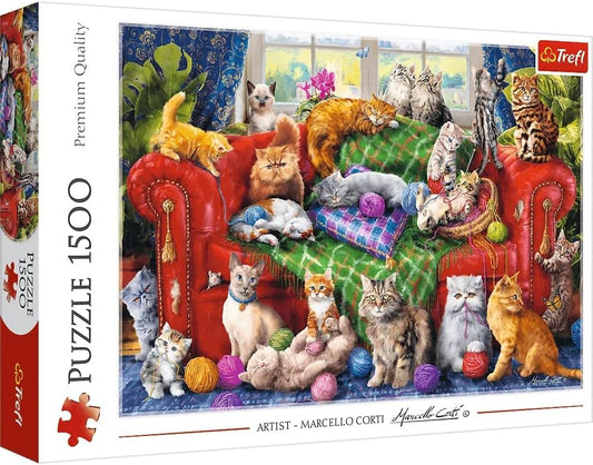 Puzzle 1500 piese - Pisicutele pe canapea