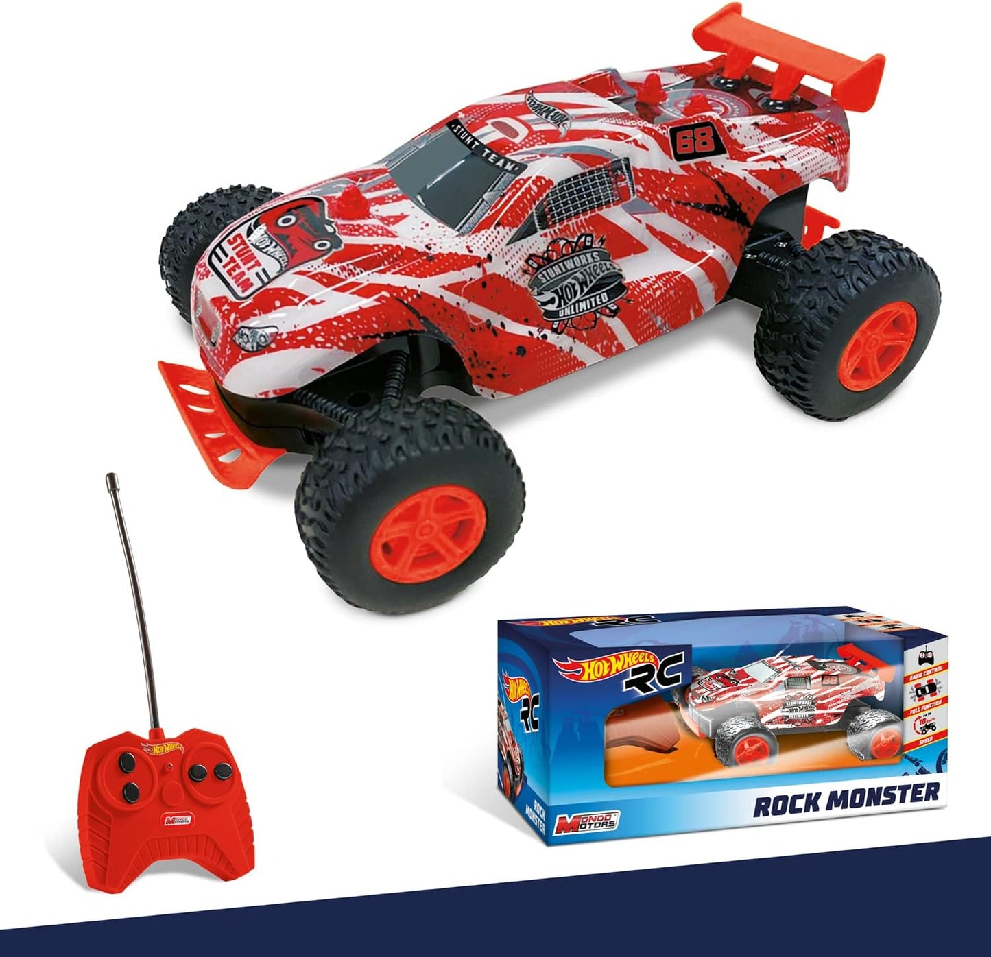 Hot Wheels Rock Monster - RC maşină cu telecomandă 1/24, rosie