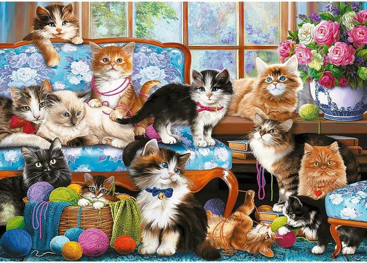 Puzzle 500 piese - Familia de pisici