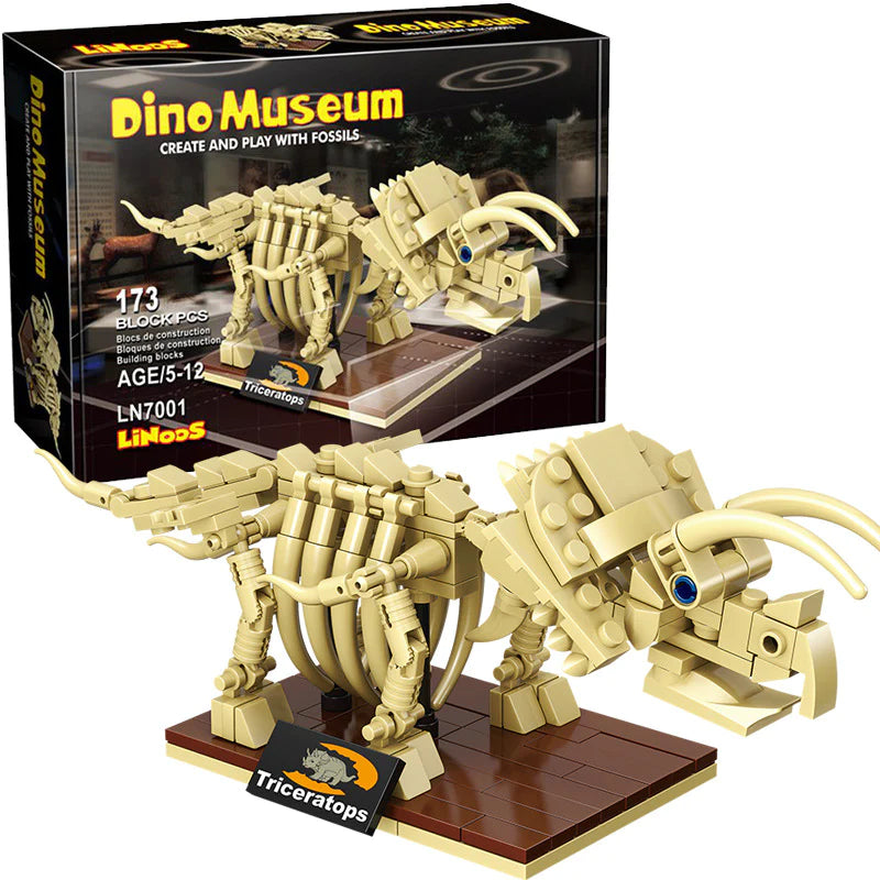 Blocuri de constructie fosile, Muzeul Dino, Triceratops, 173 piese