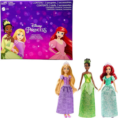 Set 3 Papusi Disney Princess, cu 2 accesorii
