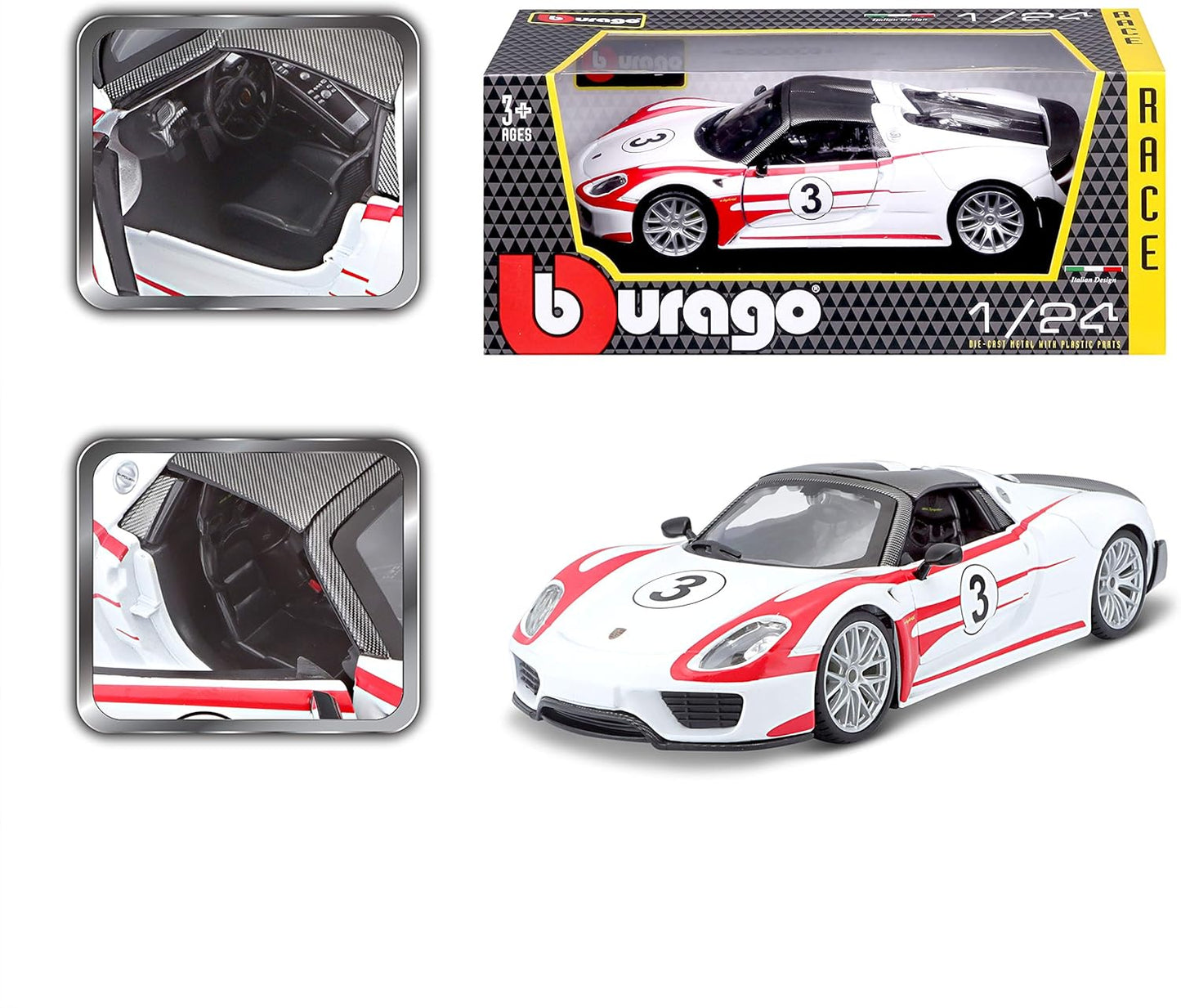 Bburago Porsche 918 alb, 1:24