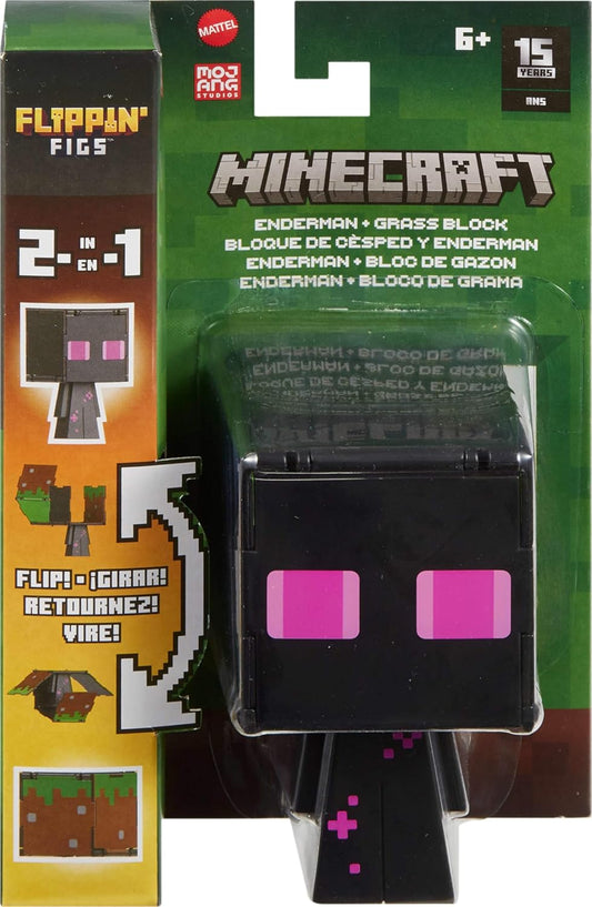 Figurina Minecraft 2 in 1 Enderman + Grass Block