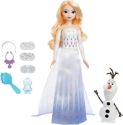 Papusa Disney Frozen, Elsa cu figurina Olaf cu nisip modelabil