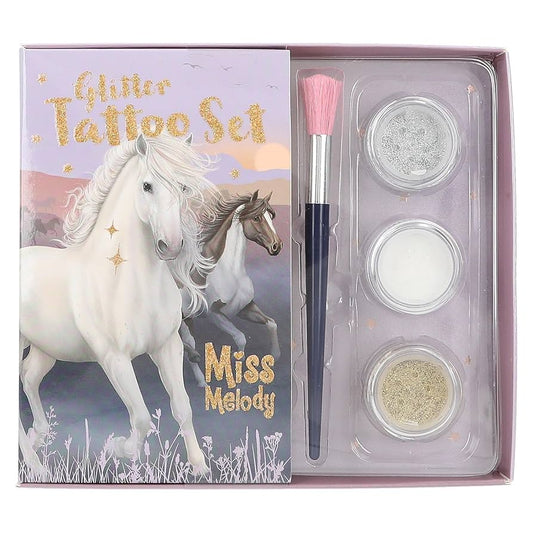Miss Melody Set Tatuaje cu Sclipici Night Horses