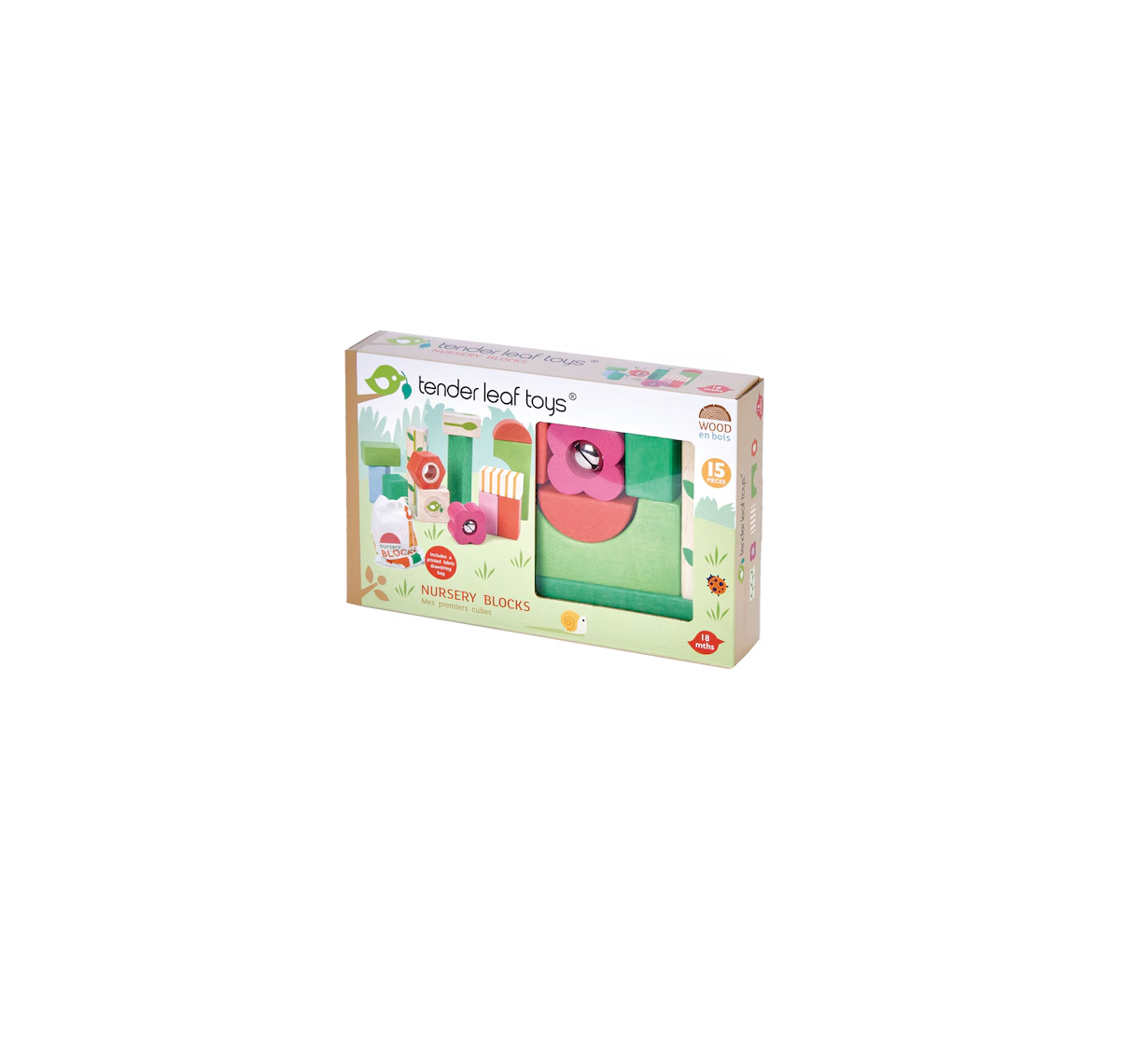 Cuburi cu ilustratii de pepiniera, din lemn premium  - Nursery Blocks - 15 piese
