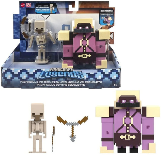 Set 2 figurine Minecraft Legends, Pigmadillo vs. Skeleton