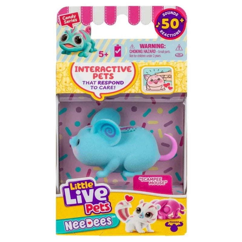 Figurină interactivă Little Live Pets Scampy Mouse – NeeDees, șoricel cu reacții