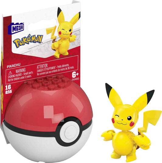Mega Construx Pokemon Pokeball - Pikachu, 16 piese