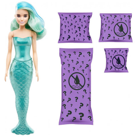 Papusa surpriza Barbie Color Reveal Mermaid, 6 surprize