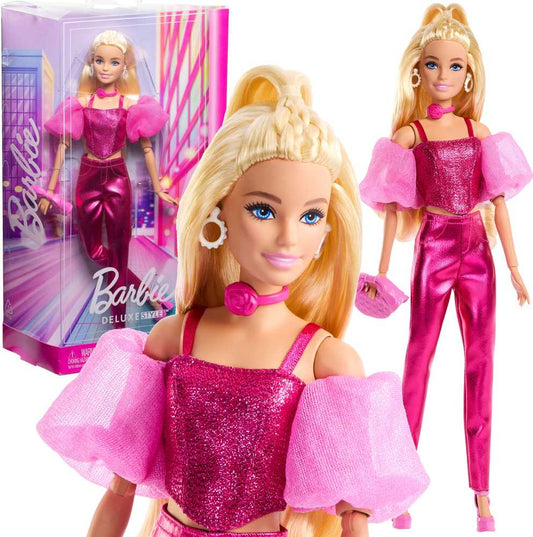 Papusa Barbie Deluxe Style #5 - Metallic Outfit tinuta roz
