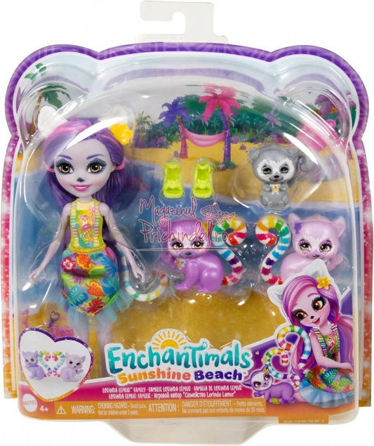 Papusa Enchantimals Lorinda Lemur si familia