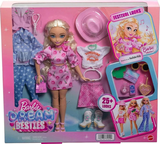 Set cu papusa Barbie Malibu Dream Besties - Festival Looks