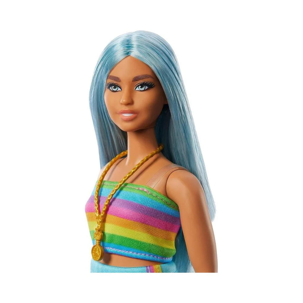 Papusa fashionista Barbie aniversare de 65 de ani bluza curcubeu