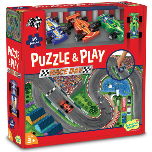 Joc 2 in 1, Puzzle and play, Masini de curse