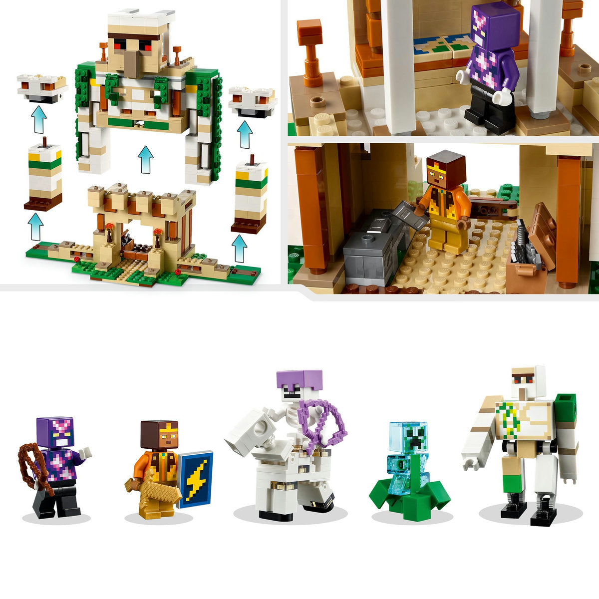 LEGO® Minecraft - Fortareata Golemul de fier 21250, 868 piese