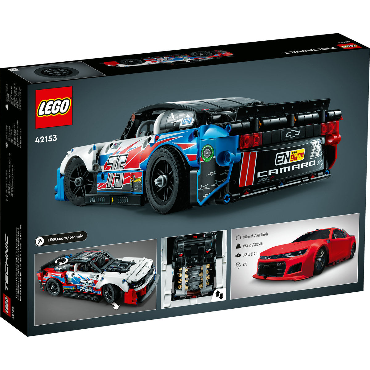 LEGO® Technic - NASCAR® Next Gen Chevrolet Camaro ZL1 42153, 672 piese