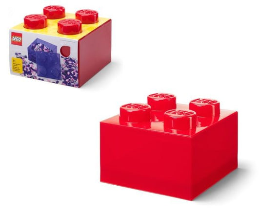 Cutie de depozitare LEGO 4 cu capac rosu transparent, 25x18x25 cm
