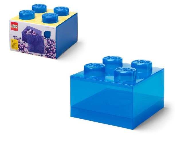 Cutie de depozitare LEGO 4 cu capac albastru transparent, 25x18x25 cm