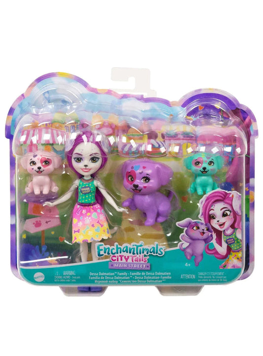Papusa Enchantimals Dessa Dalmatian si familia