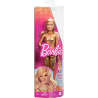 Papusa fashionista Barbie aniversare de 65 de ani salopeta aurie