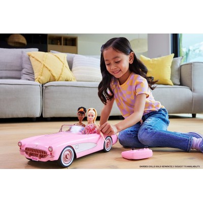 Set Barbie The Movie, Masina de colectie Pink Corvette convertible, 43 cm