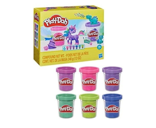 Set PlaDoh 6 cutii pasta modelatoare cu sclipici