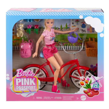 Papusa Barbie Pink Passport cu bicicleta - Calatorie in Olanda
