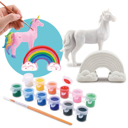 Set de pictura, Picteaza-ti propriul curcubeu si unicorn, PlayGo, 15 piese