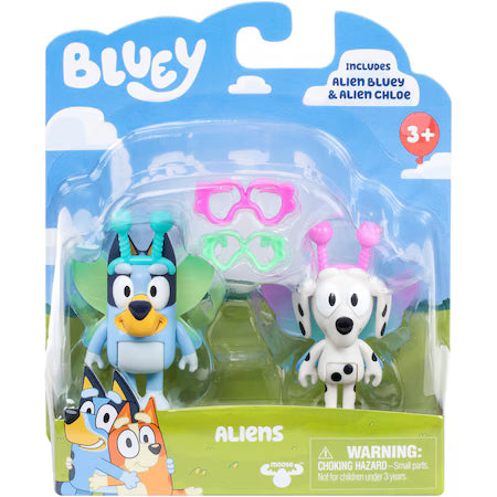 Bluey - Set 2 Figurine - Aliens (Alien Bluey & Alien Chloe)