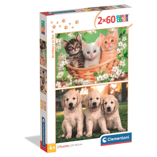 Puzzle 2x60 Piese - Pisicute Dragalase in Cos