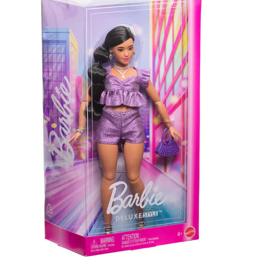 Papusa Barbie Deluxe Style #8 - Metallic Outfit tinuta mov