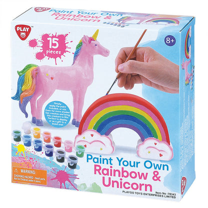 Set de pictura, Picteaza-ti propriul curcubeu si unicorn, PlayGo, 15 piese