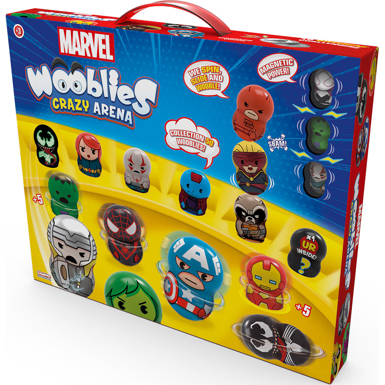 Arena Wooblies Marvel - Magnetic Power cu 4 figurine si lansator