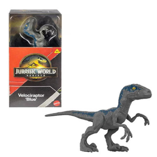 Figurina Jurassic World Rebirth, 15 cm - Velociraptor Blue