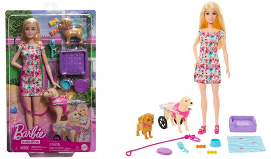 Papusa Barbie cu 2 catelusi si accesorii