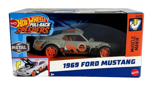Hot Wheels Masinuta Pull-back Speeder,1:43 - 1969 Ford Mustang