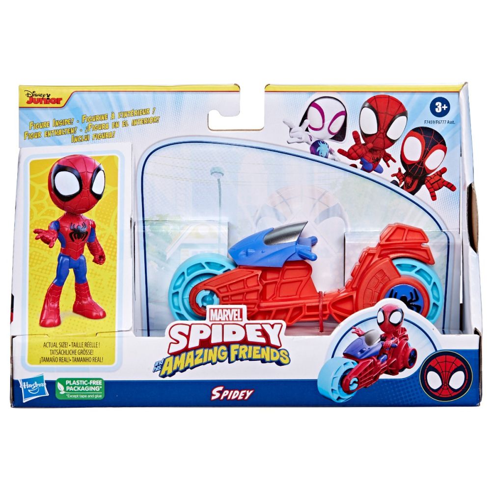 Spidey Prietenii Extraordinari - Set Motocicleta Si Figurina Spidey 10 Cm