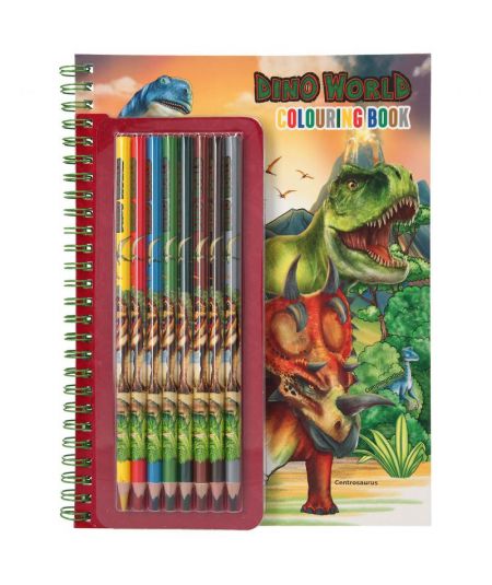 Dino World Carte de colorat cu creioane colorate