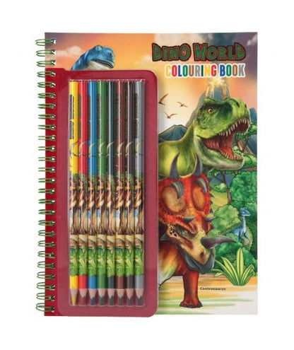 Dino World Carte de colorat cu creioane colorate