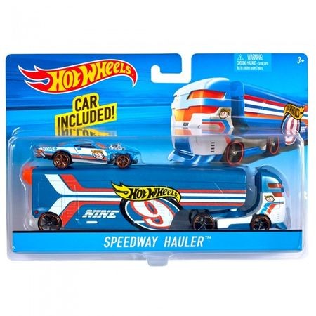 Set Mattel Hot Wheels Camion si Masinuta Speedway Hauler, DKF85
