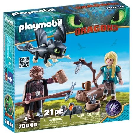 Set Playmobil Dragons - Hiccup, Astrid Si Pui De Dragon 70040