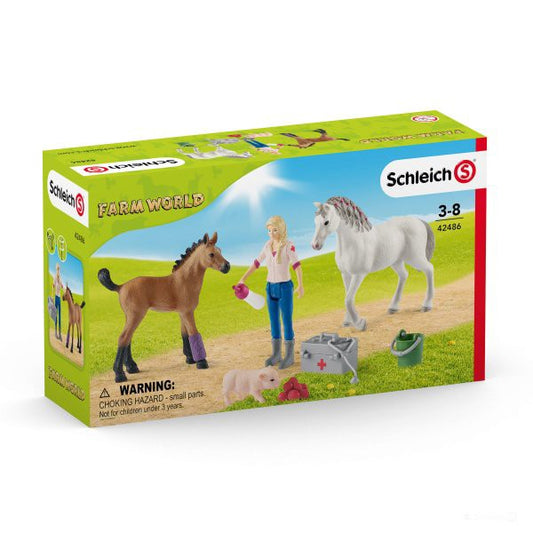 Set de joaca Schleich - Veterinarul viziteaza Iapa si Manzul , SL42486
