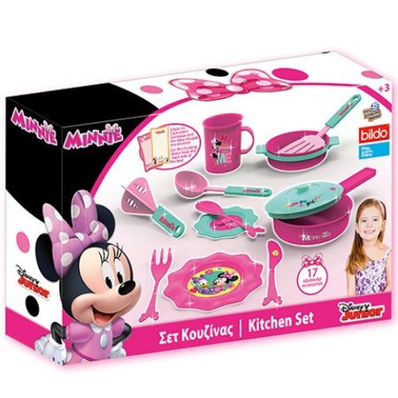 Set accesorii bucatarie pentru fetite, Disney, Minnie Mouse, 17 piese
