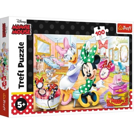 Puzzle Trefl, Disney Minnie la salonul de infrumusetare, 100 piese