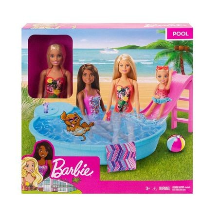 Set de joaca Papusa Barbie, Piscina de papusi cu tobogan