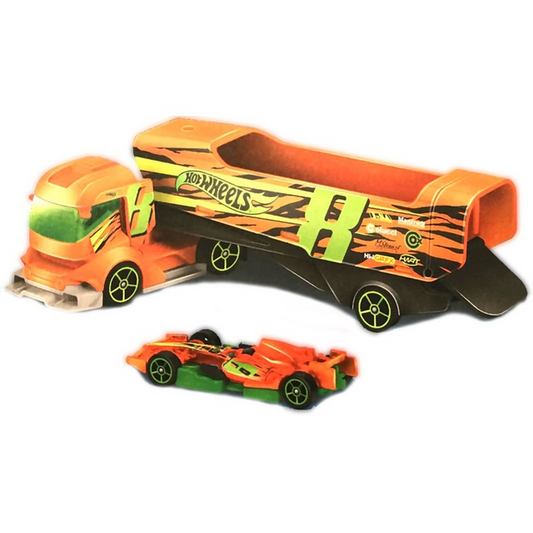 Set camion si masina Hot Wheels, Big Rig Heat, scara 1:55